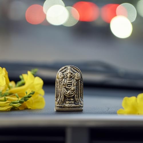 eSplanade Brass Lord Hanuman Idol Car Dashboard God Idol - 2.5" Inches Lord Balaji Murti for Desk Decor, Bajrangbali Statue, Hanuman Murti | Antique Decor Item | 100% Pure Brass, House Warming Gift - style: Bajrangbali