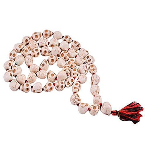 Rudraksh Mala, Natural Himalayan Genuine Original Rudraksha Rosary - style: Skull Mund Mala 54+1 Beads