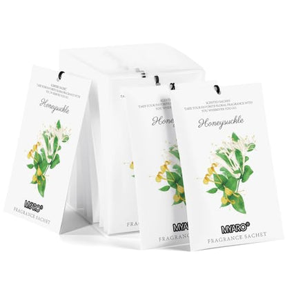 MYARO 12 Pack Honeysuckle Scented Sachets, Closet Deodorizer Car Freshener - color: Honeysuckle, size: 12 Packs