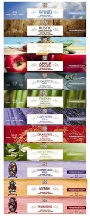 Hosley Aromatherapy 480 Pack Incense Sticks Lavender Eucalyptus Mint Sandalwood Sweet Pea Jasmine Tropical Mist Apple Cinnamon Fresh Bamboo Dragon's Blood Myrrh Lavender Lilac Hills, and Frankincense - color: Multicolor 11