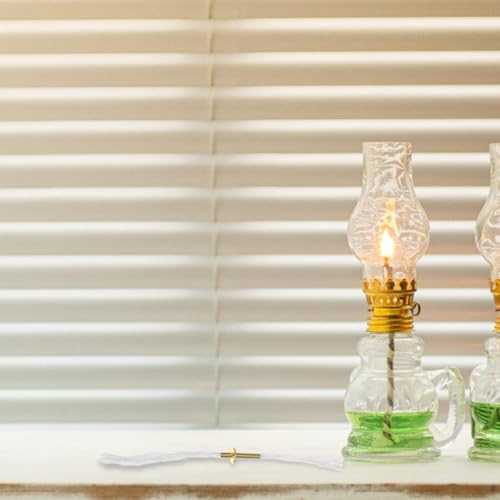 DECHOUS 2Pcs Fiberglass Wicks for Oil Lamps, Oil Lantern Wicks Oil Lamps Wicks with Metal Tube Holder, Kerosene Oil Lamp Wicks for Butter Lamps, Temple Lamps, Home Decor