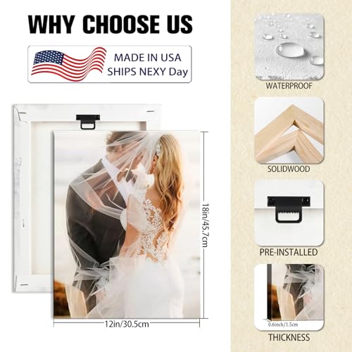 Custom Canvas Prints with Your Photos, Personalized Wall Art for Home Decor - size: 12"L x 18"W