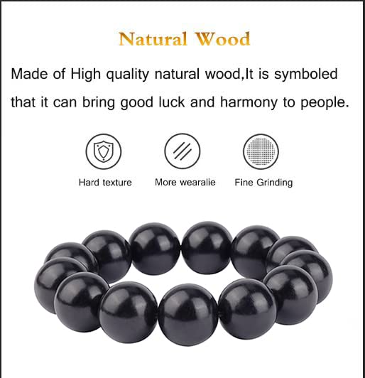 Prayer Bead bracelet Mala Beaded Bracelets for Men Women 12/15MM … - color: 18mm 13 beads ebony