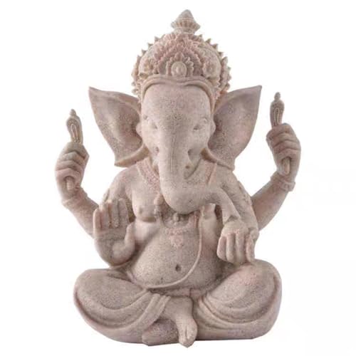 Indian God Lord Ganesha Statue,Hindu Elephant Statue Ganpati Idol Buddha Sculptures,Hindu Gift,Home Temple Mandir Meditation Yoga Room Decor 3.7"(Sandstone) - color: Sandstone, size: 3.7"