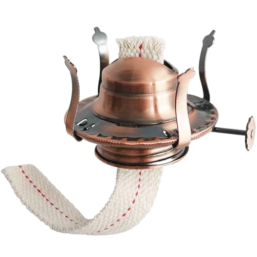 Oil Lamp Burner #2 Size Bronzy Plated Burner for Antique Lamps Oil Lamp Replacement Kerosene Lamps Parts with Reduction Collar and Cotton Lamp Wick Fits Holds a 3 Inch Base Chimney - color: Pink Bronze/1 Pk
