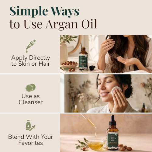 Organic Argan Oil for Hair, Face & Skin, 100% Pure USDA Certified 4 Oz - size: 4 Fl Oz