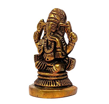 eSplanade Brass Ganesha Idol for Car Dashboard God Idol - 1.2" Inches Ganesha Murti for Desk Decor, Ganapati Statue, Ganapathi Sculpture | Antique Decor Item | Home Decor Gift Showpieces - style: Ganesha