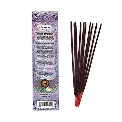 Prabhuji's Gifts Yamuna Hand-Rolled Spiritual Incense Sticks from India - Aromatic Sticks - Stick Incense for Meditation - Yoga, Relaxation, & Aromatherapy Incense - Vanilla, Copal, and Amber