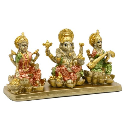 alikiki Hindu Lakshmi Ganesha Saraswati Statue - Laxmi Ganesh Idol for Car Dashboard Decor Home Temple Mandir Pooja Item Indian Puja Item Diwali Gift Meditation Yoga Altar Decoration