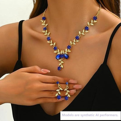 Kamirola Tiaras and Crowns for Women,Tiaras Earrings Necklace, Crystal Bridal Jewelry Set, Costume Party Halloween Prom Pageant Jewelry for Women(TR45) - color: Gold Blue