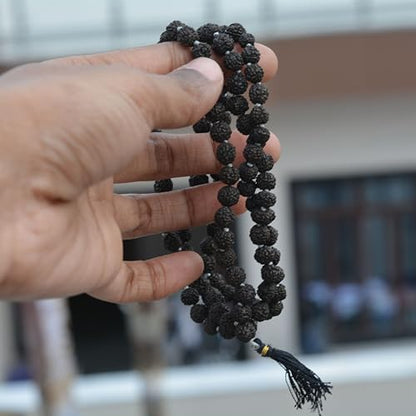 6mm Lab Certified Rudraksha Mala 108+1 Beads – Natural 5 Mukhi Panchmukhi Rudraksha Necklace for Meditation, Yoga & Daily Wear, Handcrafted Bead Mala for Men & Women