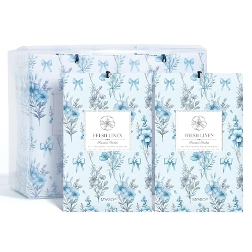 MYARO 20 Pack Linen Scented Sachets, Closet Deodorizer Car Air Freshener - color: Linen, size: 20 Packs