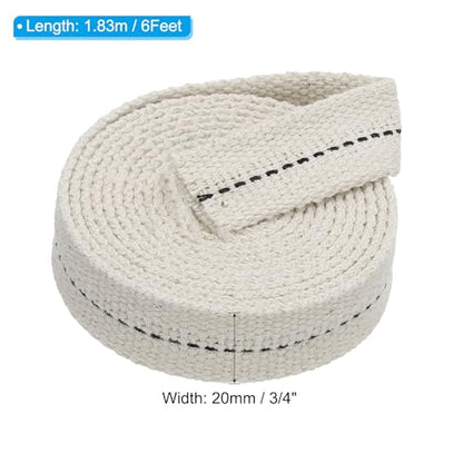 PATIKIL 3/4" Wide 6 Feet 100% Cotton Flat Wick, Oil Lamp Wicks with Black Stitch for Kerosene Lamp Lantern Oil Burner - color: Black, size: 3/4" x 6 Feet