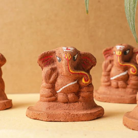 Desi Favors Natural Clay Mini Ganesha | Hindu Lord Ganesha Figurine for Car Dashboard, Temple & Home Decor Diwali Gifts | Indian God Figurine Mandir Pooja Wedding Gift, 2.5 Inch (Pack of 1) - style: Natural Clay Mini Ganesha
