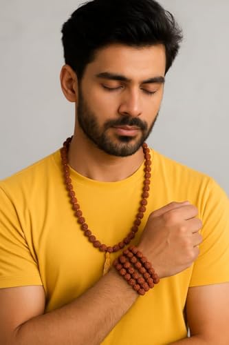 Nepali Rudraksha Mala with Certificate for Wearing and Japa Mala 8mm,(108 Beads Mala)