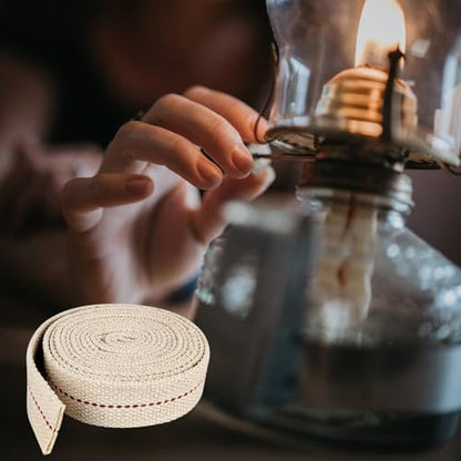 1 Roll / 6.5 Feet Oil Lamp Wick, 1 Inch Flat Cotton Wick Replacement for Oil Lamps, Lanterns, Oil Burners (1", 1) - size: 1"