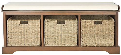 SAFAVIEH Furniture - Lonan Storage Bench - Brown - Solid Wood - Farmhouse Lift-Top Design - Ideal for Entryway, Living Room, Hallway, 18" Seat Height (AMH5733D) - color: Brown