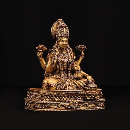 Artarium Lakshmi Idol Statue 6 Inch Antique Finish, Goddess Lakshmi Murti, Hindu Goddess of Wealth & Prosperity Figurine for Home Temple, Pooja Mandir, Office Desk, Meditation Altar & Spiritual Gift - color: Shree Laxmi (6 Inch)