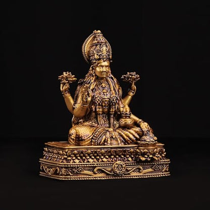 Artarium Lakshmi Idol Statue 6 Inch Antique Finish, Goddess Lakshmi Murti, Hindu Goddess of Wealth & Prosperity Figurine for Home Temple, Pooja Mandir, Office Desk, Meditation Altar & Spiritual Gift - color: Shree Laxmi (6 Inch)