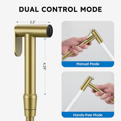 Arofa Built-in Hot and Cold Bidet Sprayer, Warm Water Bidet, Brushed Gold - color: Gold, size: Built-in Hot & Cold Water Modes-Round