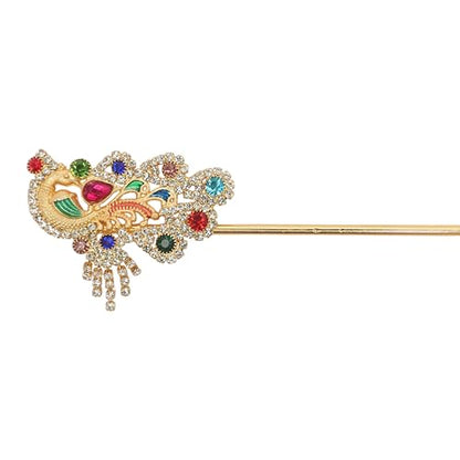 Brass Bansuri for Laddu Gopal God Idol Flute Krishna Temple Pooja -5.5" - color: Peacock