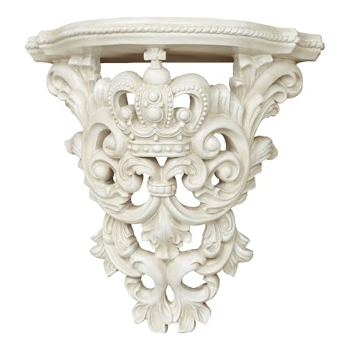 Crown Imperial French Scroll Wall Shelf, Antique White, Victorian Style
