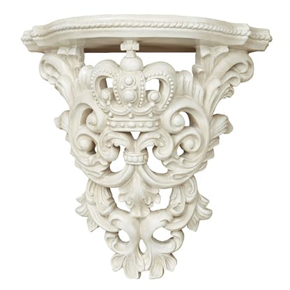 Crown Imperial French Scroll Wall Shelf, Antique White, Victorian Style