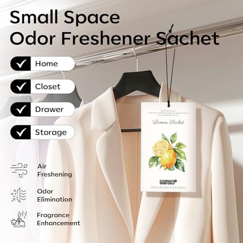 MYARO 12 Pack Lemon Scented Sachets, Closet Deodorizer Car Air Freshener - color: Lemon, size: 12 Packs