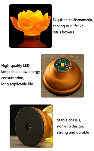 1 Pair - LED Glazed Lotus Buddhist Lamp USB Rechargeable - 3.5 inches - color: Copper Gold, size: 3.5 inches