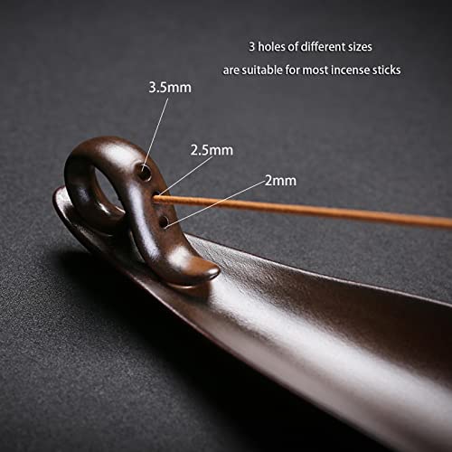 9" Length Incense Stick Holder with 3 Holes, White Porcelain Incense Tray Ash Cather for Spa, Meditation Room, Yoga, Home, Office (Brown) - color: Brown