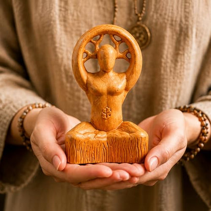 Horned God & Spiral Goddess Statue - Triple Goddess Figurine, Hecate, Cernunnos, Pan, Gaelic, Wicca Pagan Witchcraft Altar Decor, Unique Home Art (Horned God)