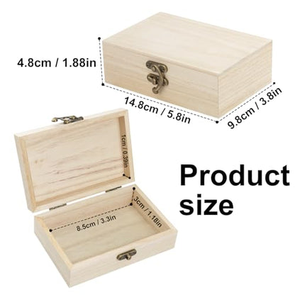 10 Pack 5.83 x 3.86 x 1.88 Inches Small Rectangle Wooden Box, Unfinished Wood Boxes, Perfect for DIY Projects and Storage.