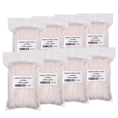 Japanese Organic Cotton Sliver 13 Feets 100% Organic Unbleached [Made in Japan] (8 Packs) - size: 13 feet (Pack of 8)