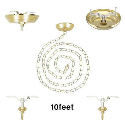 10 Feet Heavy Duty Gold Chain with 5" Light Canopy Kit for Chandelier, Swag Light Kit Light Fixture Mounting Bracket for Hanging Light,L0019 - color: Gold 10 Ft Chain with 5" Canopy