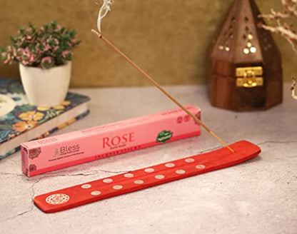 Bless-International Traditional-Handmade-Burner Wooden-Incense-Stick-Holder Ash-Catcher-Stand for-Aromatherapy-Meditation-Yoga (Fire Red) 10 Inches, Pack of 1 - color: Fire Red,10 Inch, size: One Holder