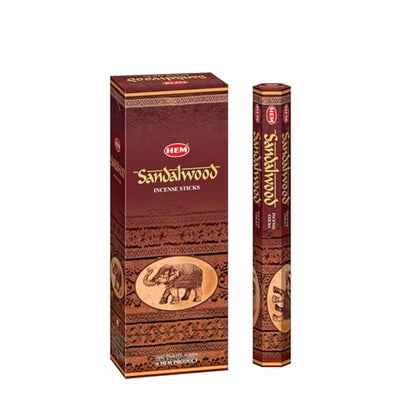 HEM Sandalwood Incense Sticks – 120 Count (Pack of 6 Boxes) – Classic Sandalwood Aroma Incense for Meditation, Yoga & Home Fragrance - size: PACK OF 6