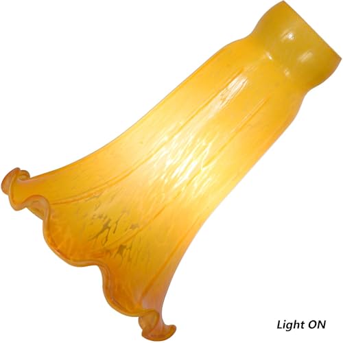 Bieye LS98 Lily Flower Blown Glass Lampshade (Yellow, Opening I.D. 1.26" x O.D. 1.5") - color: Yellow, size: Large I.D. 1.26" x O.D. 1.5"