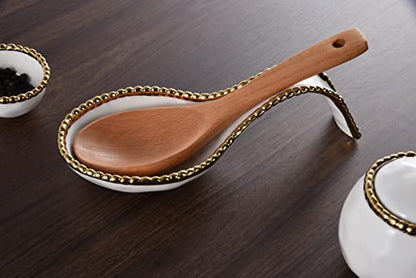 Pampa Bay Golden Salerno Spoon Rest - color: White with Gold trim