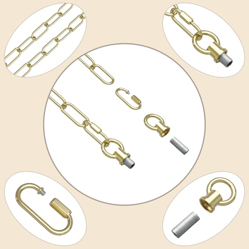 10 Feet Heavy Duty Gold Chain with 5" Light Canopy Kit for Chandelier, Swag Light Kit Light Fixture Mounting Bracket for Hanging Light,L0019 - color: Gold 10 Ft Chain with 5" Canopy