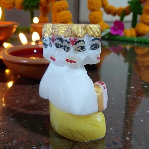 Marble Lord Kartikeya Idol 2 Inch 50 Gram | Handcrafted White Marble Murugan Statue with Hand-Painted Details for Puja, Home Temple, Meditation & Spiritual Décor | Religious Gift for Devotees
