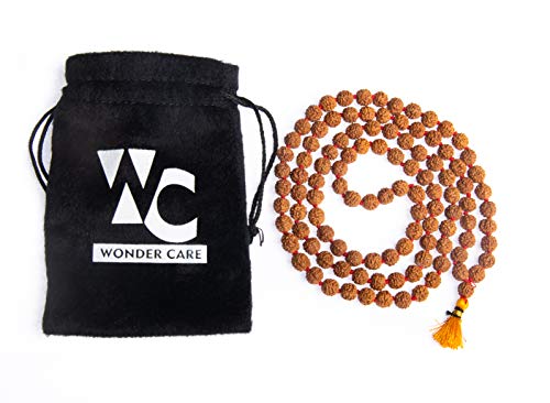 Wonder Care Certified Rudraksha Mala 5face(Panchmukhi) Authentic Genuine Rudraksha Beads Ornament Rosary Japa Mala Beads Necklace Puja | Prayer Beads | Meditation Beads - color: Rudra 8mm