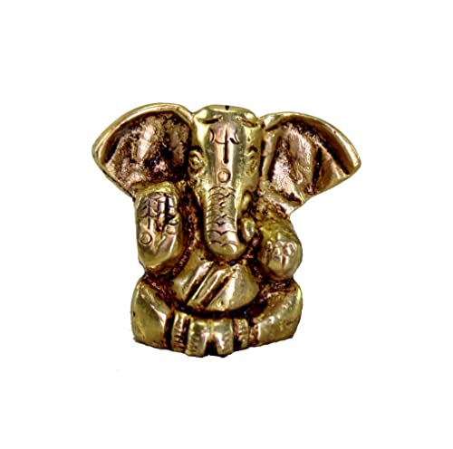 eSplanade Brass Ganesha Idol for Car Dashboard God Idol - 2" Inches Ganesha Murti for Desk Decor, Ganapati Statue, Ganapathi Sculpture | Antique Decor Item | Home Decor Gift Showpieces - style: Ganapati