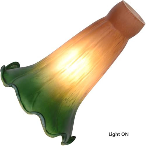 Bieye LS103S Lily Flower Blown Glass Lampshade (Amber Green, Opening I.D. 0.87" x O.D. 1") - color: Amber Green, size: Small I.D. 0.87" x O.D. 1"