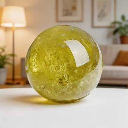 1.6-2 inch Natural Citrine Crystal Ball with Stand, Hand Polished Yellow Quartz Sphere, Reiki Healing Crystal Sphere, Energy Balancing Stone Crafts, Feng Shui Home Desktop Ornament - color: Citrine, size: 40-50mm