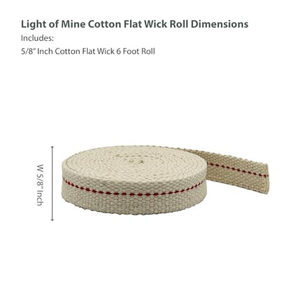 Light of Mine - 5/8" Inch 6' Foot, 100% Cotton Flat Wick for Paraffin Oil, Kerosene Based Lanterns, and Oil Lamps with Genuine Red Stitch (5/8" - 6' Roll) - size: 5/8" 6 foot - 1 Pack