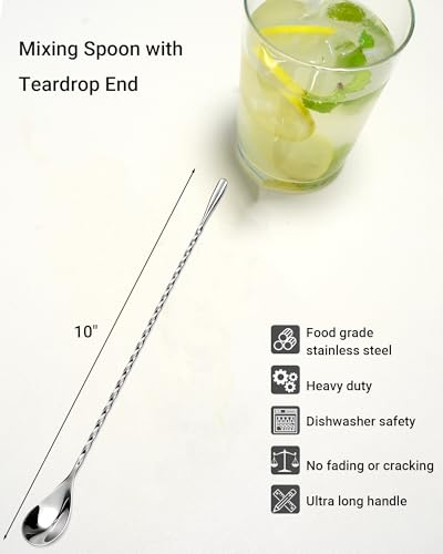 Bar Spoon Set 10 Inch Stainless Steel Cocktail Mixing Spoon 2Pack