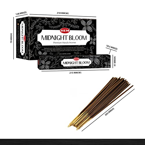 HEM Midnight Bloom Natural Masala Relaxing Incense Sticks - 12 Packets (15g Each) - size: Midnight Bloom