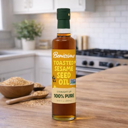 Benissimo Toasted Sesame Oil, Gourmet Cooking Oil, 8.45oz - size: Dorica (8.45 fl oz)