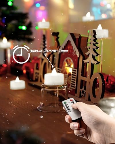 BEICHI 12Pcs Flameless LED Tea Lights with Remote & Timer,White Base,400Hrs - color: Pure White Light, White Shell, size: 12-Pack
