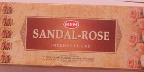 Sandal (Sandalwood) Rose - Box of Six 20 Stick Tubes - Hem Incense Hand Rolled in India